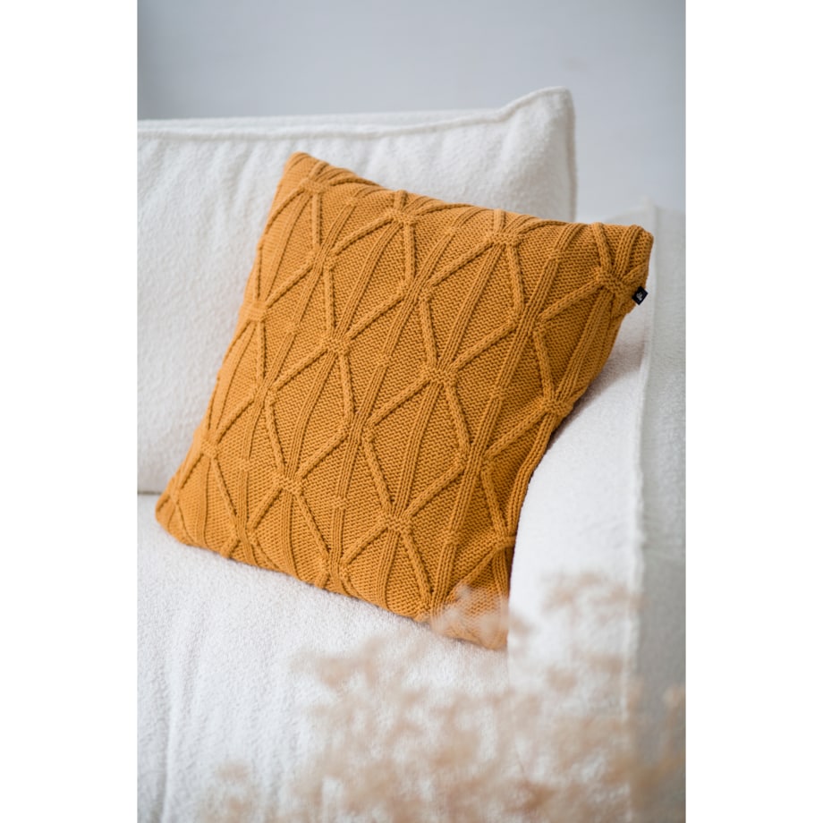 Poszewka brytyjska kwadratowa musztardowa, 50 x 50 cm, La Manta