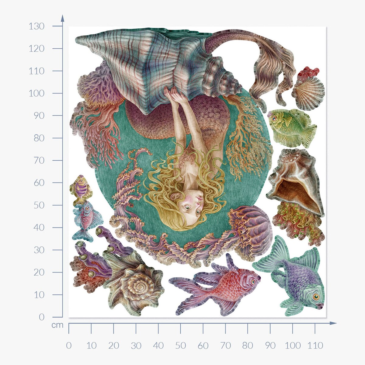 Zestaw naklejek na ścianę, Syrenie opowieści, 130cm