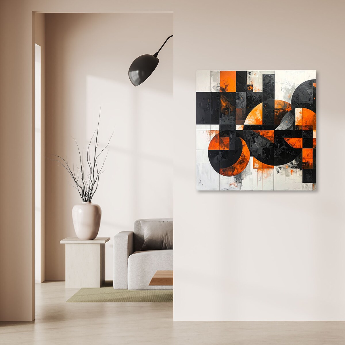 Obraz do salonu pokoju biura, Abstrakcja koła kształty czarno pomarańczowy