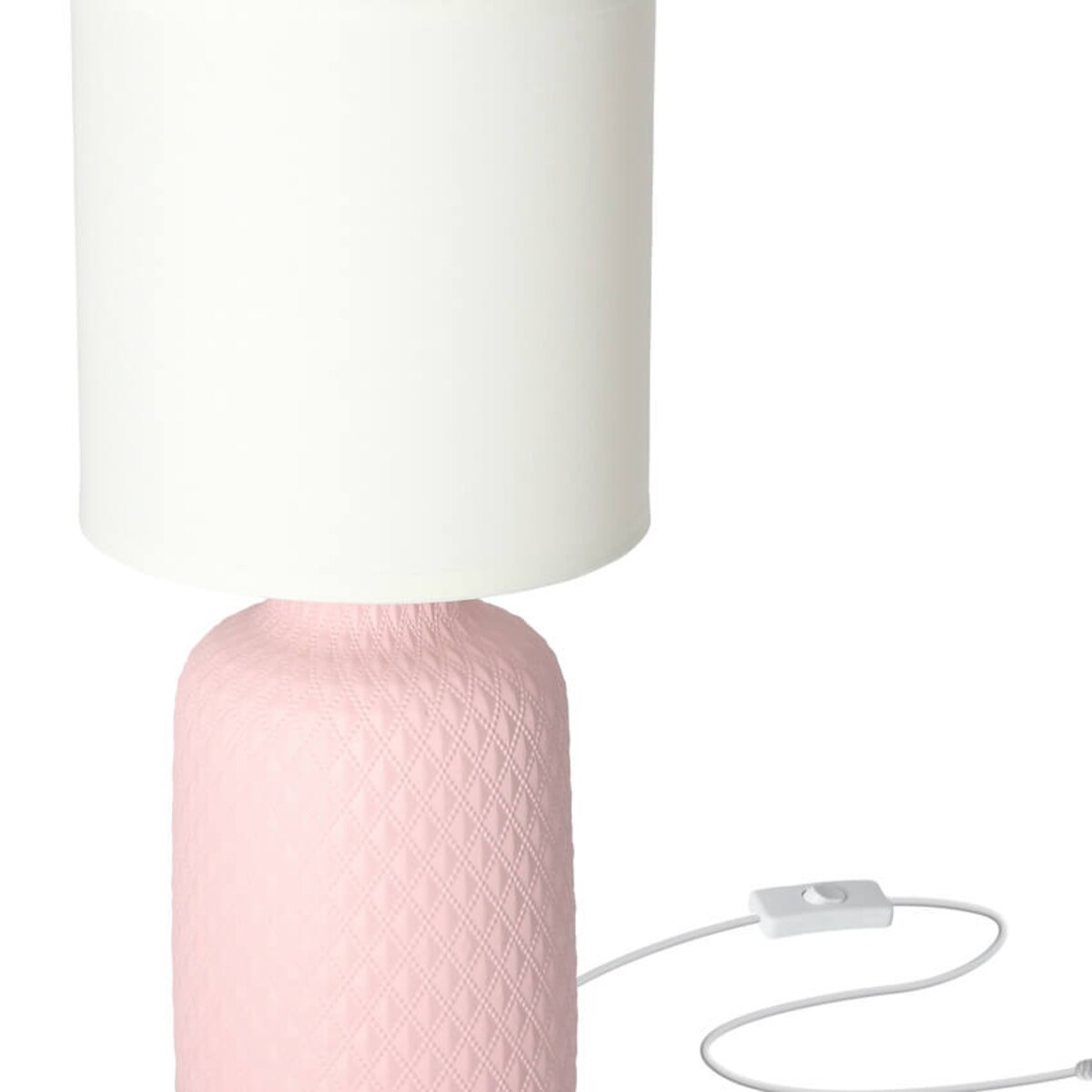 Nocna lampka Iner 41-79855 Candellux ceramika z abażurem biała różowa