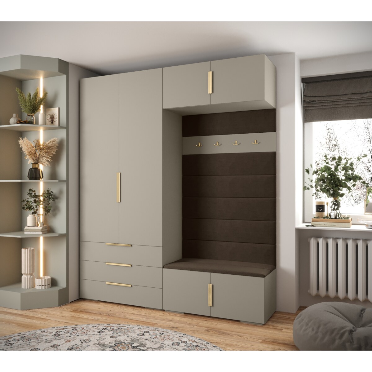 Garderoba do przedpokoju INOVA 1 Z12 kaszmir+złoty+manila04