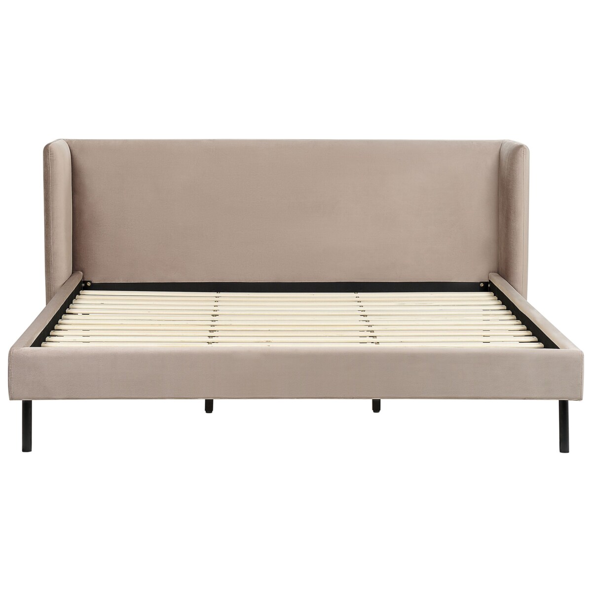 Łóżko welurowe 180 x 200 cm beżowoszare ARETTE