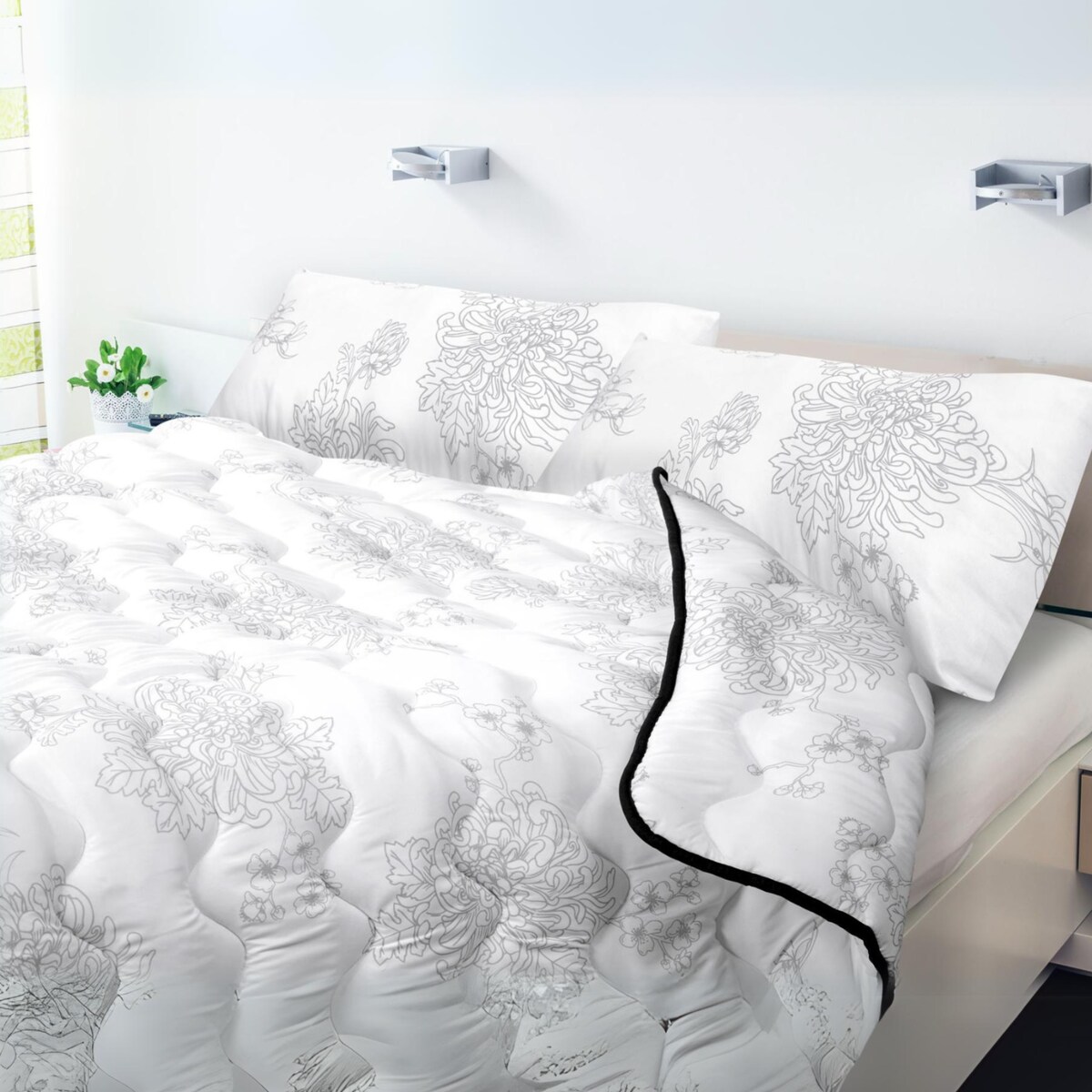 Poduszka Do Spania 80X40 Cm Antyalergiczna Z Mikrofibry Kulka Silikonowa Wzór Kwiaty