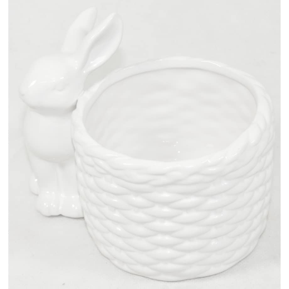 Zajączek siedzący przy koszyczku 12x16x11 cm RESTO - II