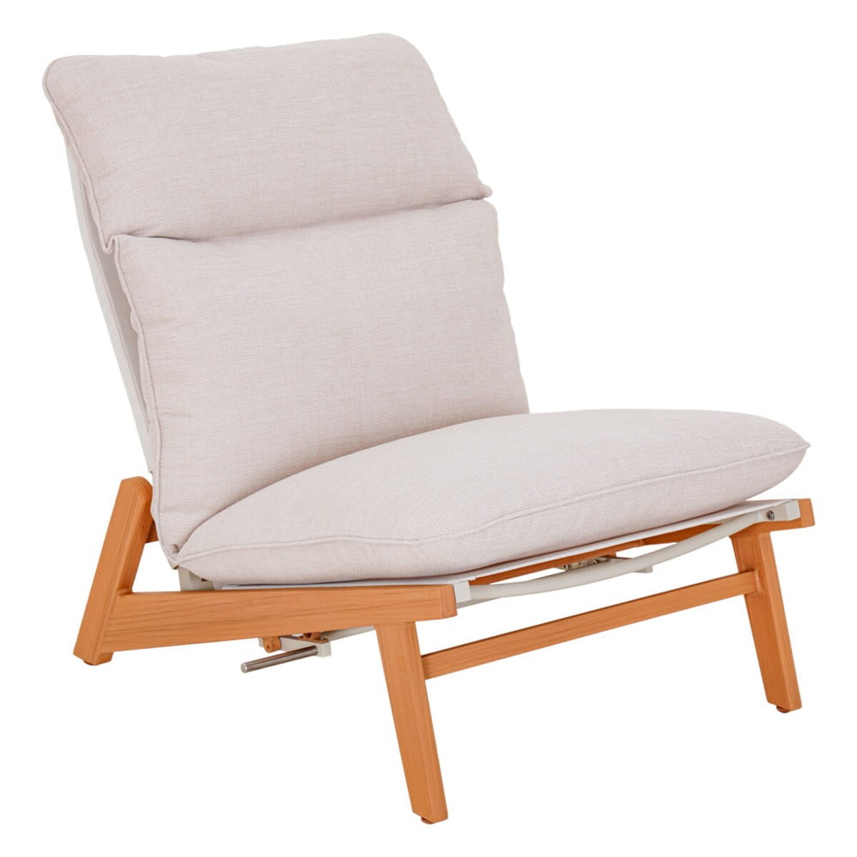 Leżak ogrodowy Kalem z podnóżkiem beżowy