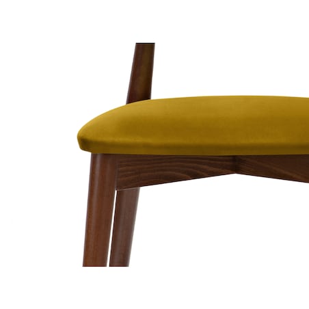 KONSIMO RABI drewniane krzesło orzech żółty welur