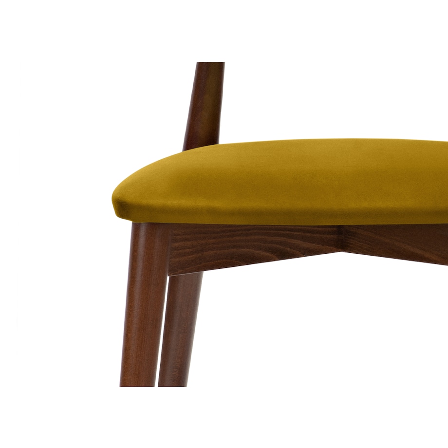 KONSIMO RABI drewniane krzesło orzech żółty welur