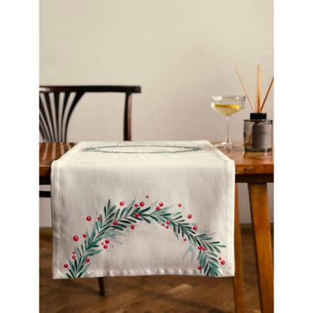 Bieżnik - Świąteczny wieniec - 35x130 cm