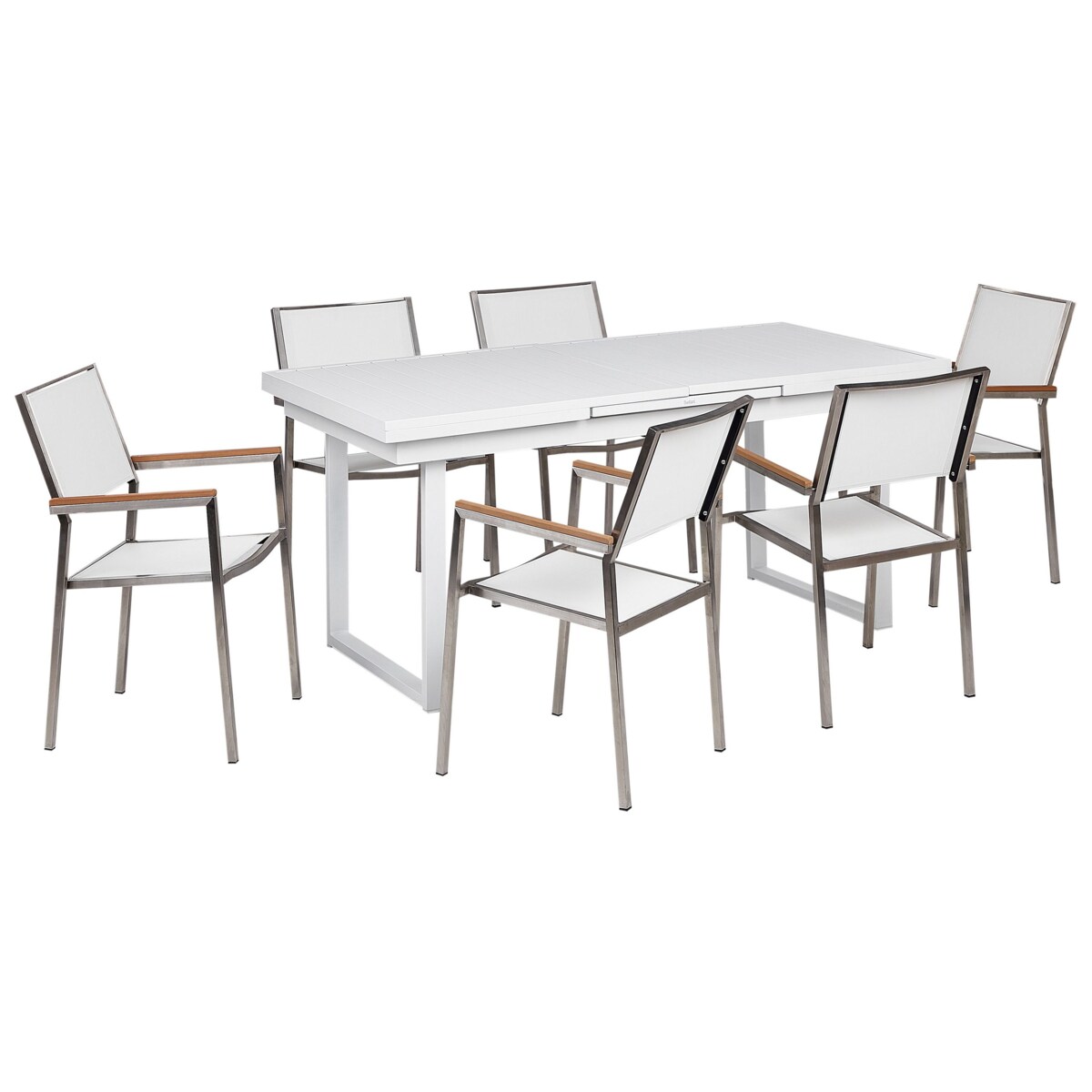 Zestaw ogrodowy dla 6 osób VALCANETTO/GROSSETO Metal Biały