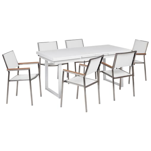 Zestaw ogrodowy dla 6 osób VALCANETTO/GROSSETO Metal Biały