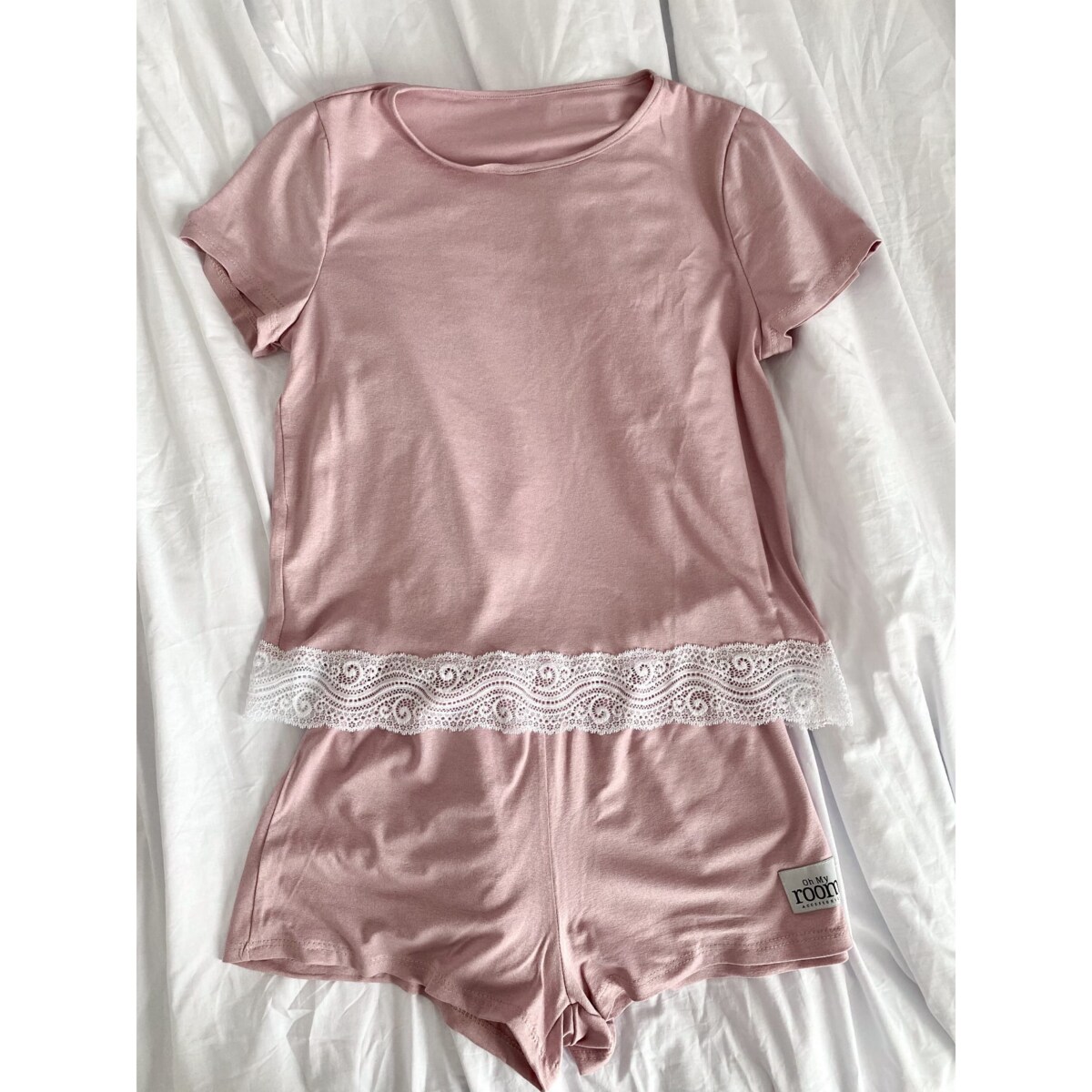 Piżama Damska Z Koronką Brudny Róż L/Xl