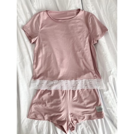 Piżama Damska Z Koronką Brudny Róż L/Xl