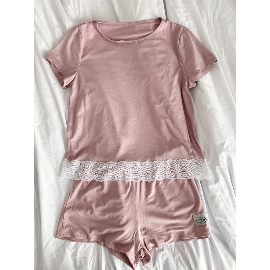 Piżama Damska Z Koronką Brudny Róż L/Xl
