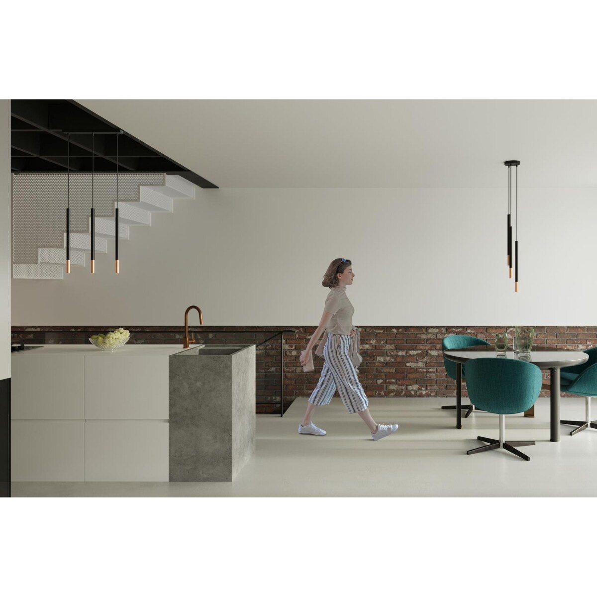 Lampa wisząca MOZAICA 1 czarny/miedź