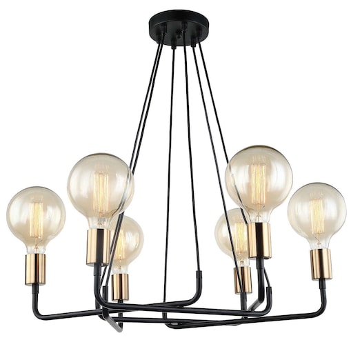 LAMPA wisząca BETTY MDM-3901/6 BK+BRO Italux industrialna OPRAWA metalowy zwis czarny brąz