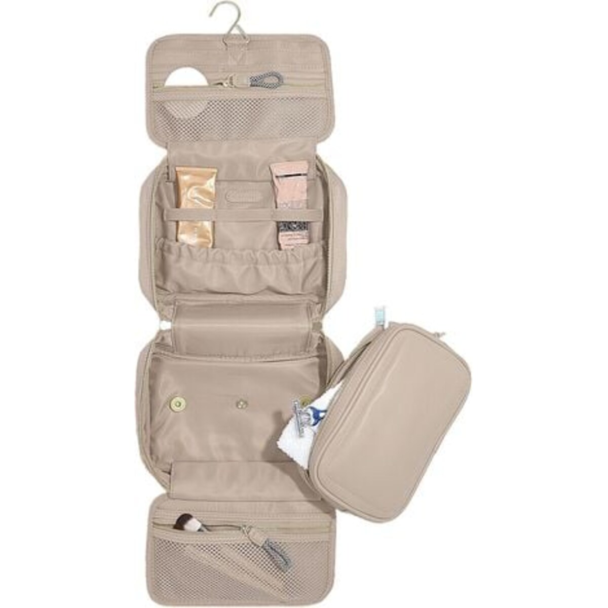 Kosmetyczka podróżna do zawieszenia Stackers beżowoszara nylonowa