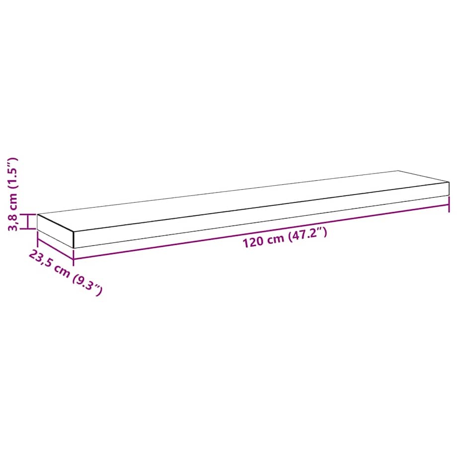 vidaXL Półki ścienne, 2 szt., wysoki połysk, szare, 120x23,5x3,8 cm