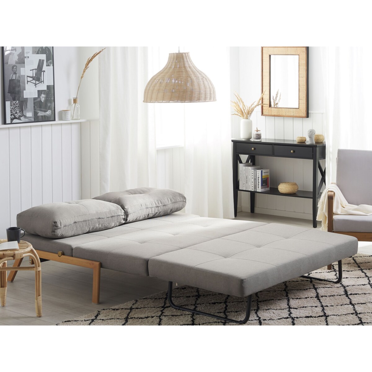 Sofa rozkładana jasnoszara EDLAND