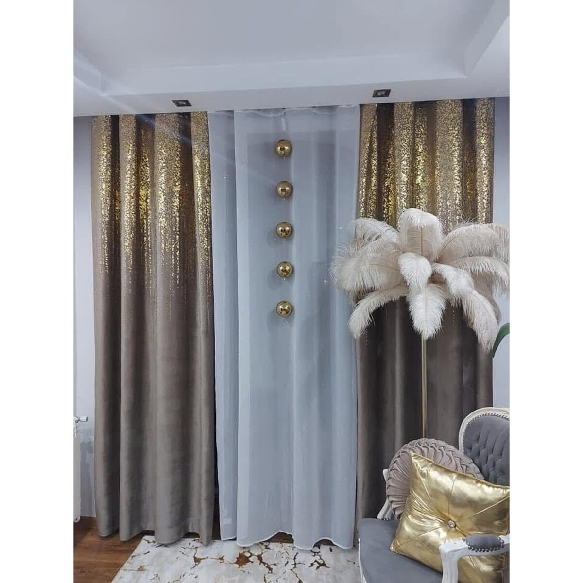 Zasłona welurowa Złoty Deszcz 140x270 cm