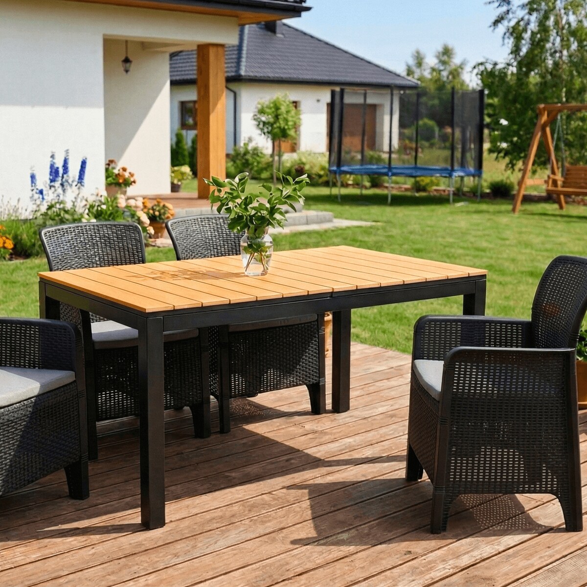 Stół Ogrodowy Rozkładany Na Ogród Działka Taras Dąb Czarny ARGOS 140-180