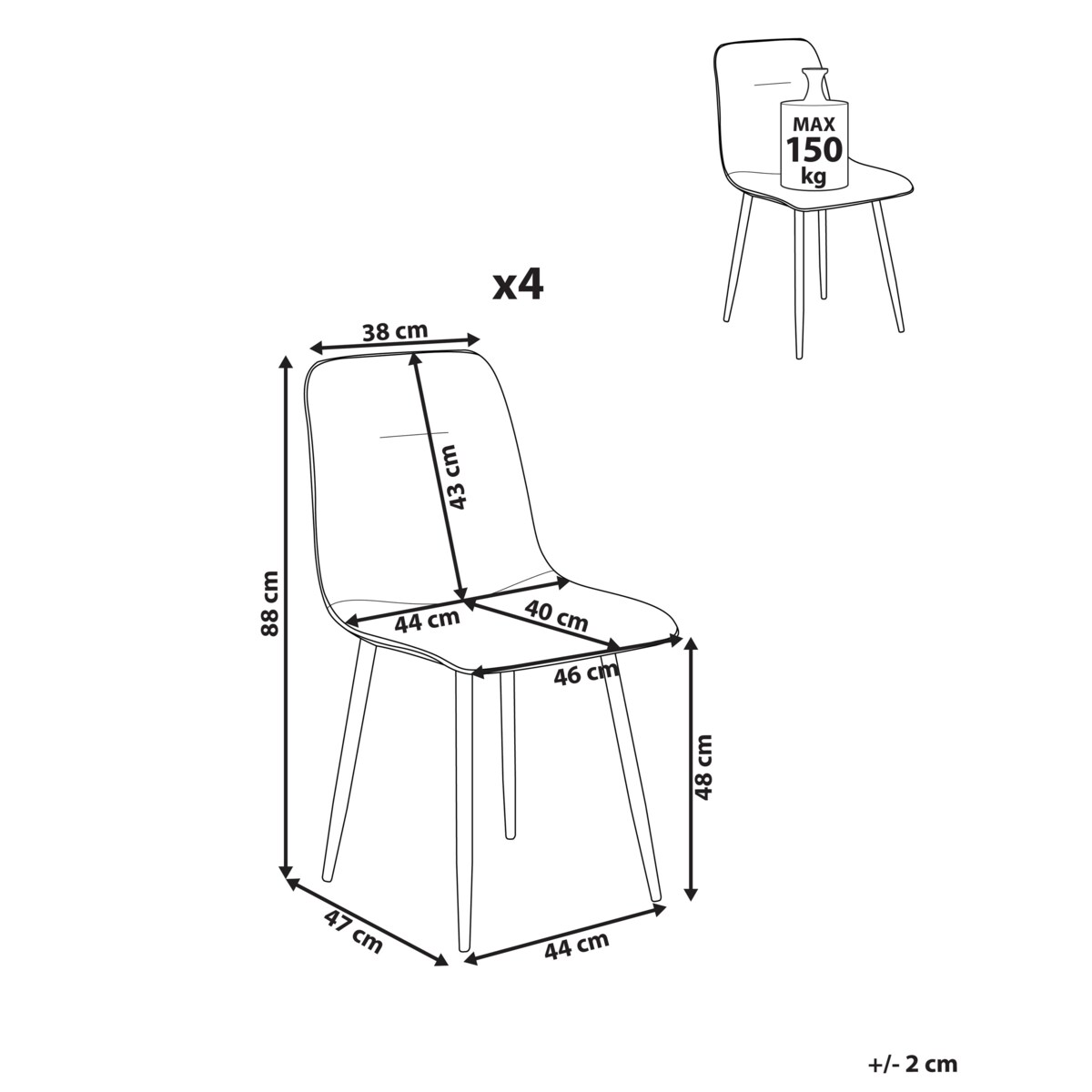 Zestaw 4 krzeseł do jadalni TUSCOLA Jasnoszary
