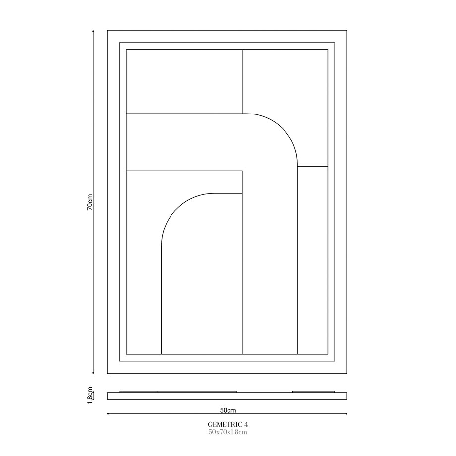 Obraz 3D 50x70cm Geometric IV – Dekoracja Ścienna z Tynku Naturalnego, Natural Cream Minimalistyczny Relief