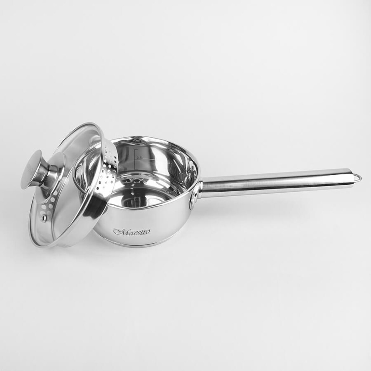 Rondel stalowy z pokrywką na indukcję gaz mały 14cm 1.0L MAESTRO