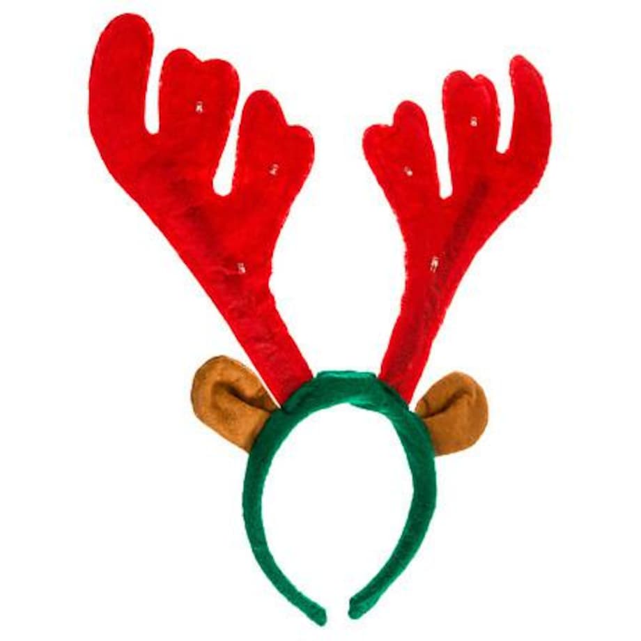 ŚWIĄTECZNA OPASKA NA GŁOWĘ Renifer LED czerwona/zielona