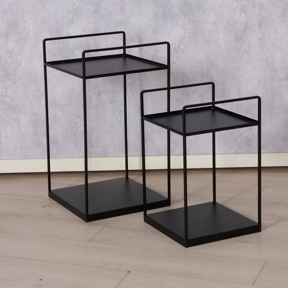 Stoliki kawowe loftowe czarne COMO, 2 sztuki
