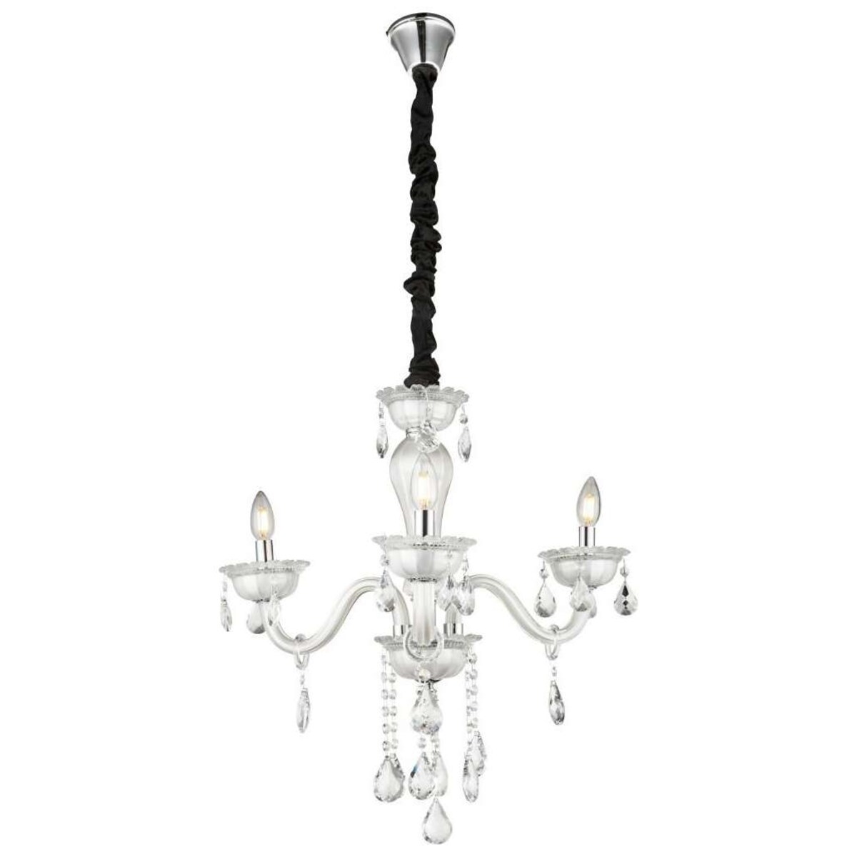 Żyrandol LAMPA wisząca TEEJAY 64118-3 Globo świecznikowa OPRAWA pałacowy zwis z kryształkami maria teresa biały