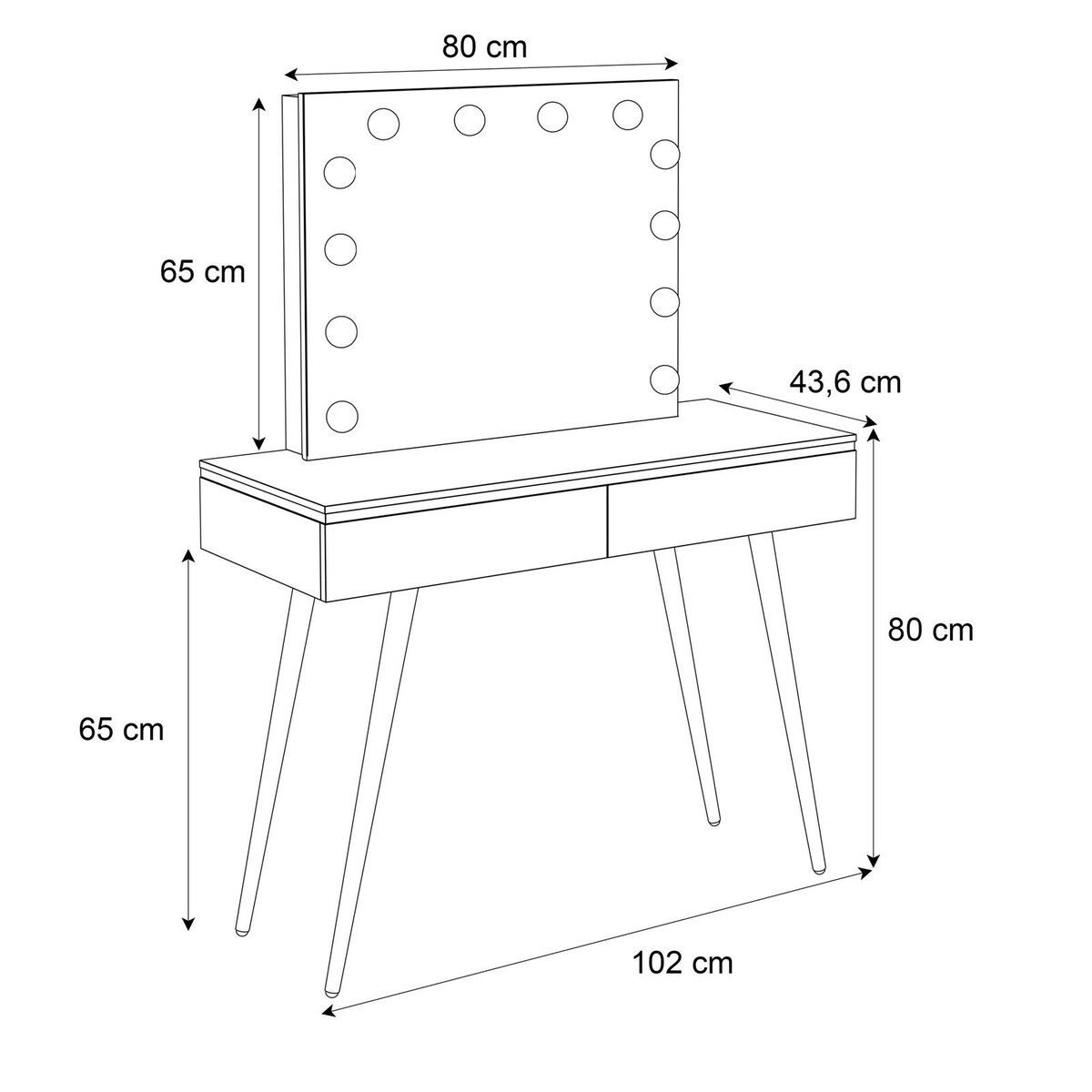 Toaletka AURORA-S ELITE z lustrem biały połysk