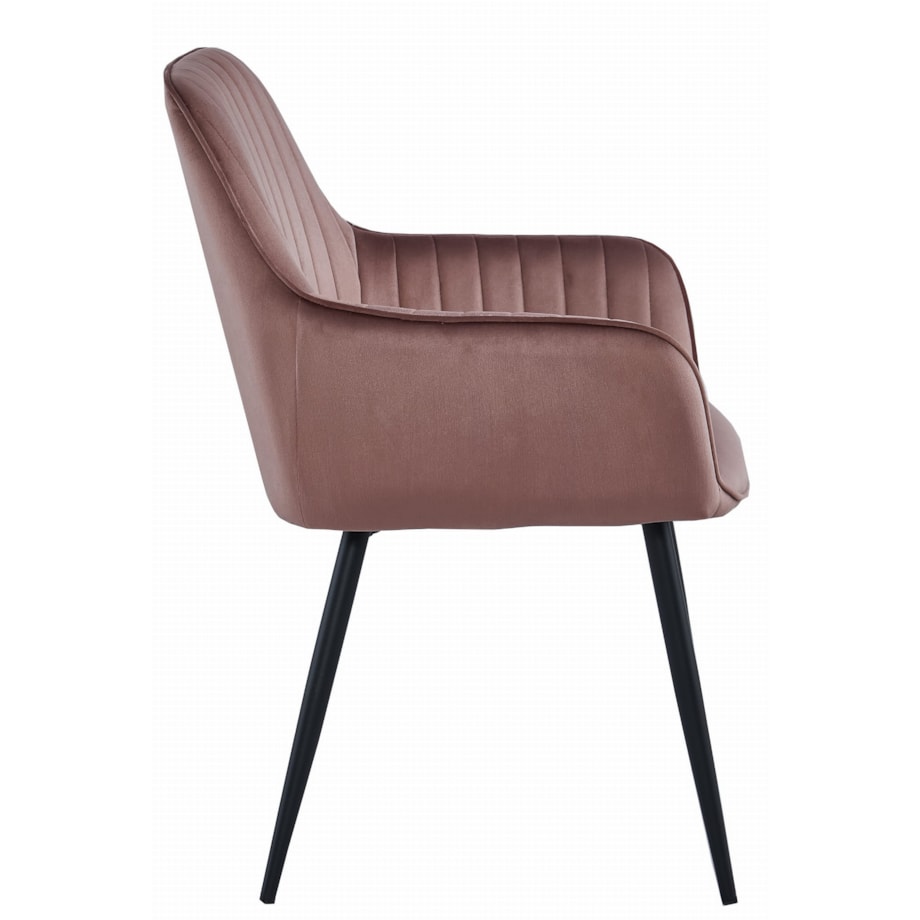 Krzesło Do Jadalni Kuchni Salonu Solden - Aksamit Róż / Nogi Czarne