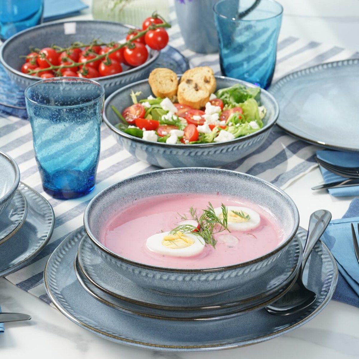 VILLA ITALIA Talerzyk deserowy śniadaniowy ceramiczny 21 cm DENIM