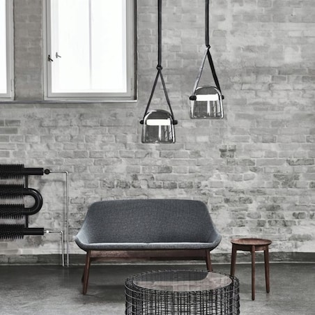 Lampa Wisząca Grey Szklana Z Paskiem Czarny Led