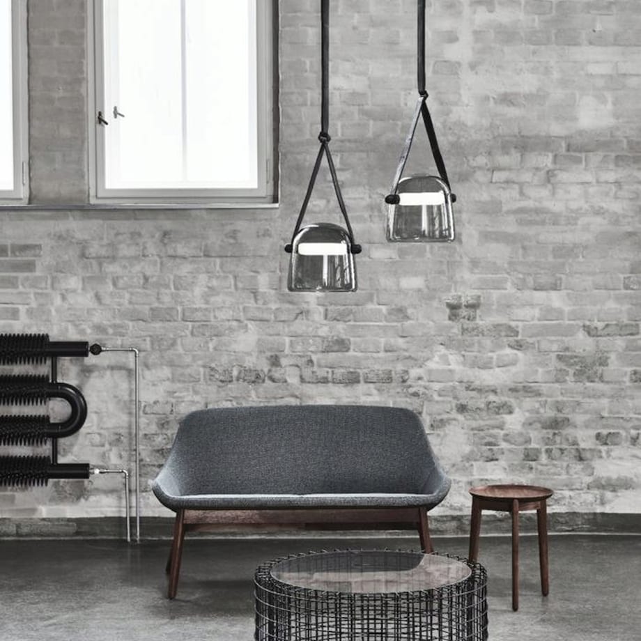 Lampa Wisząca Grey Szklana Z Paskiem Czarny Led