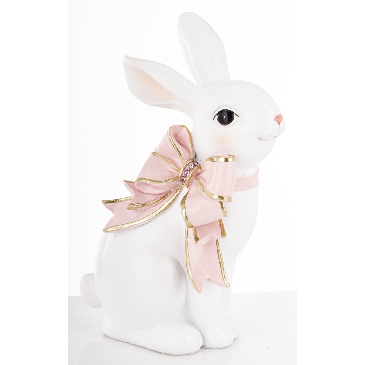 Dekoracja - królik 26x17x11 cm BUNNY-4 z różową kokardką