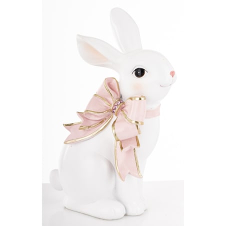 Dekoracja - królik 26x17x11 cm BUNNY-4 z różową kokardką