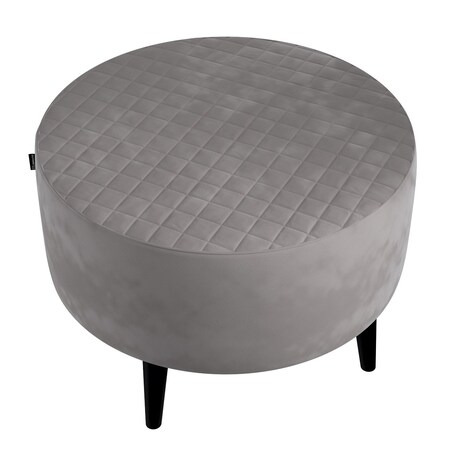 Podnóżek okrągły pikowany, gołębi szary, Ø60 x 40 cm, Velvet