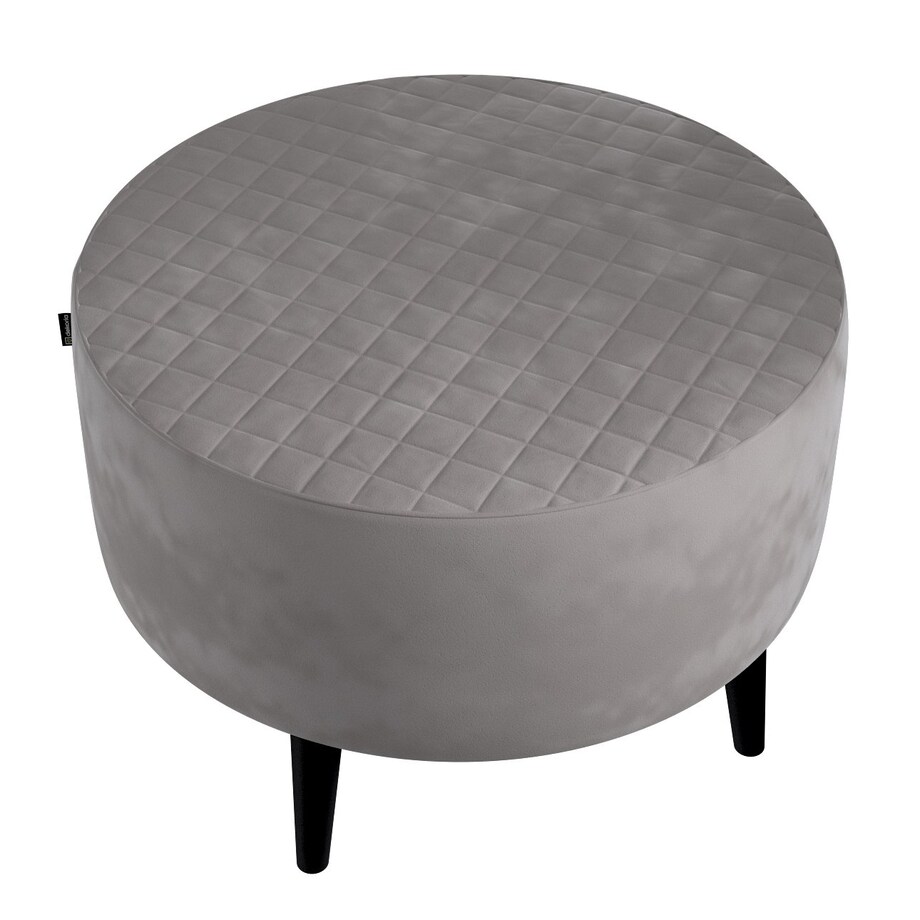 Podnóżek okrągły pikowany, gołębi szary, Ø60 x 40 cm, Velvet