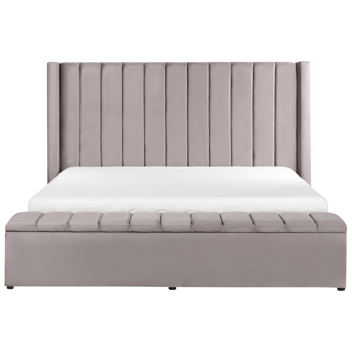 Łóżko wodne welurowe z ławką 180 x 200 cm szare NOYERS