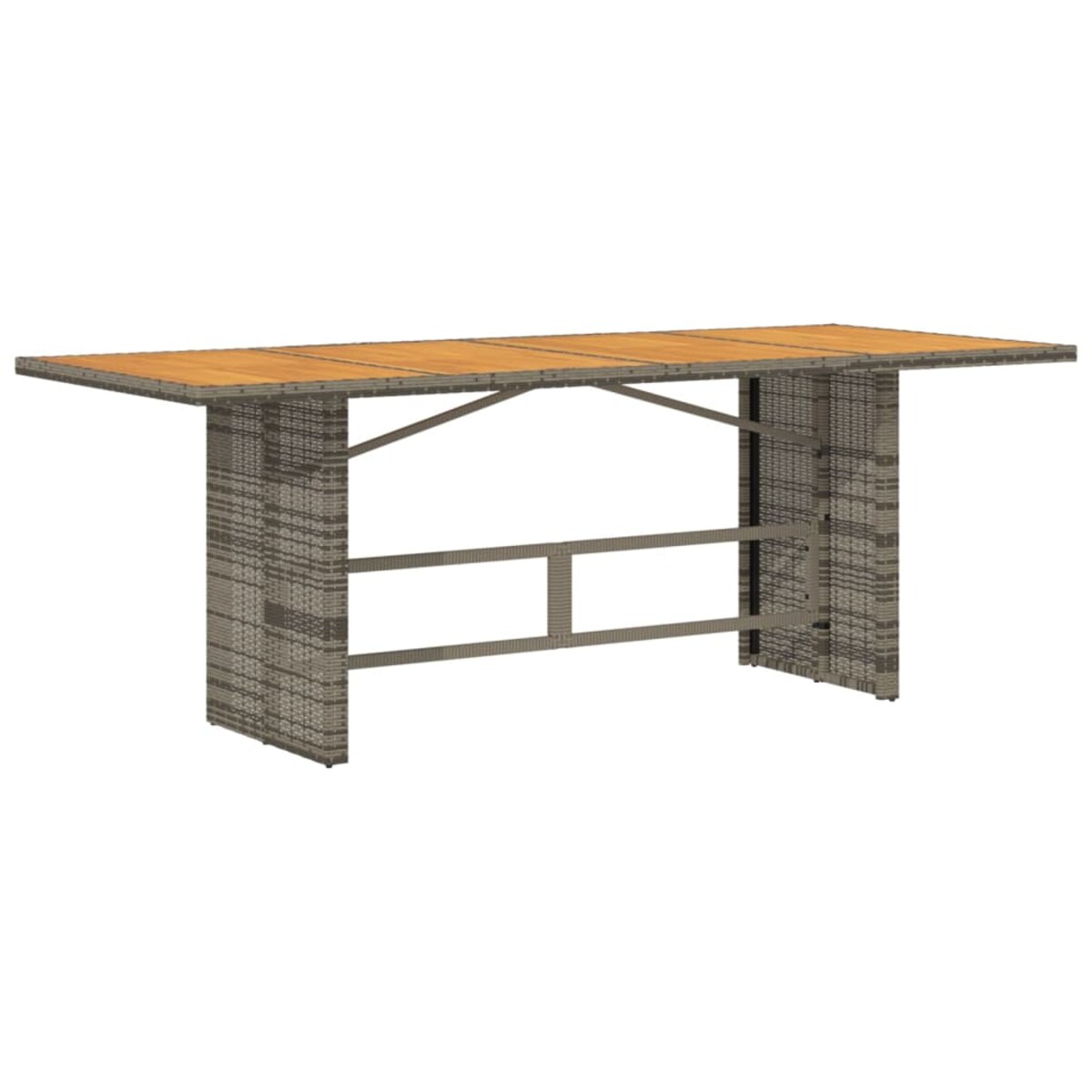 vidaXL Stół ogrodowy z akacjowym blatem, szary 190x80x74 cm, rattan PE