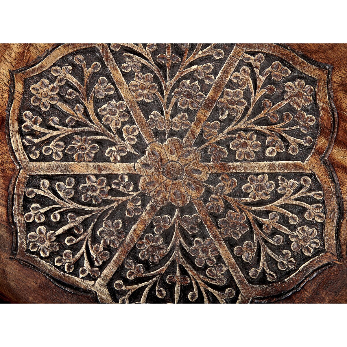 Zestaw 2 stolików pomocniczych z drewna mango ciemny ASTAI