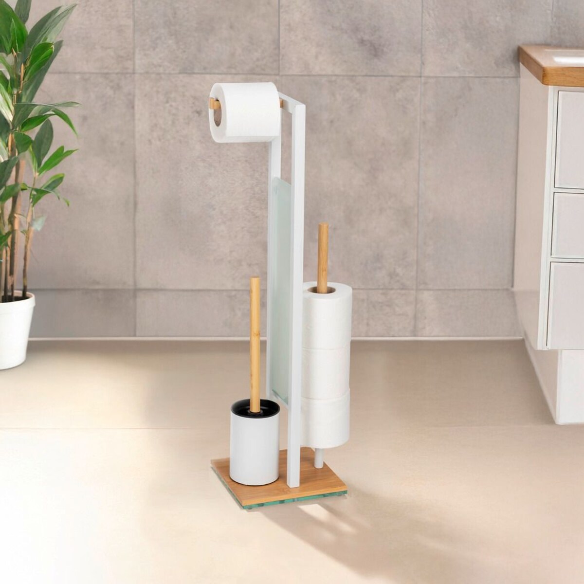 Stojak na papier toaletowy i szczotkę WC RIVALTA, 3w1