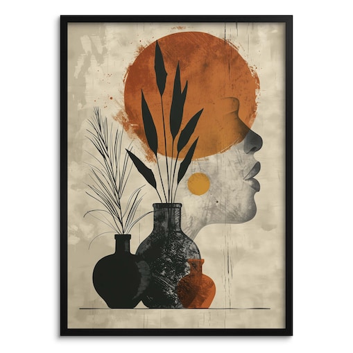 Beżowy Plakat Obraz Nowoczesna Grafika na ścianę do salonu biura Kobieta