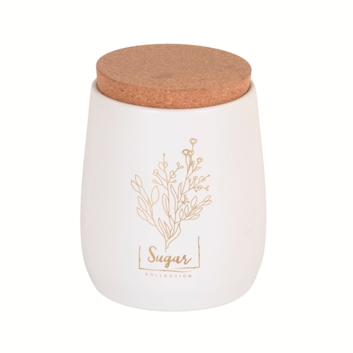 Pojemnik metalowy biały z korkową pokrywką 750 ml SUGAR