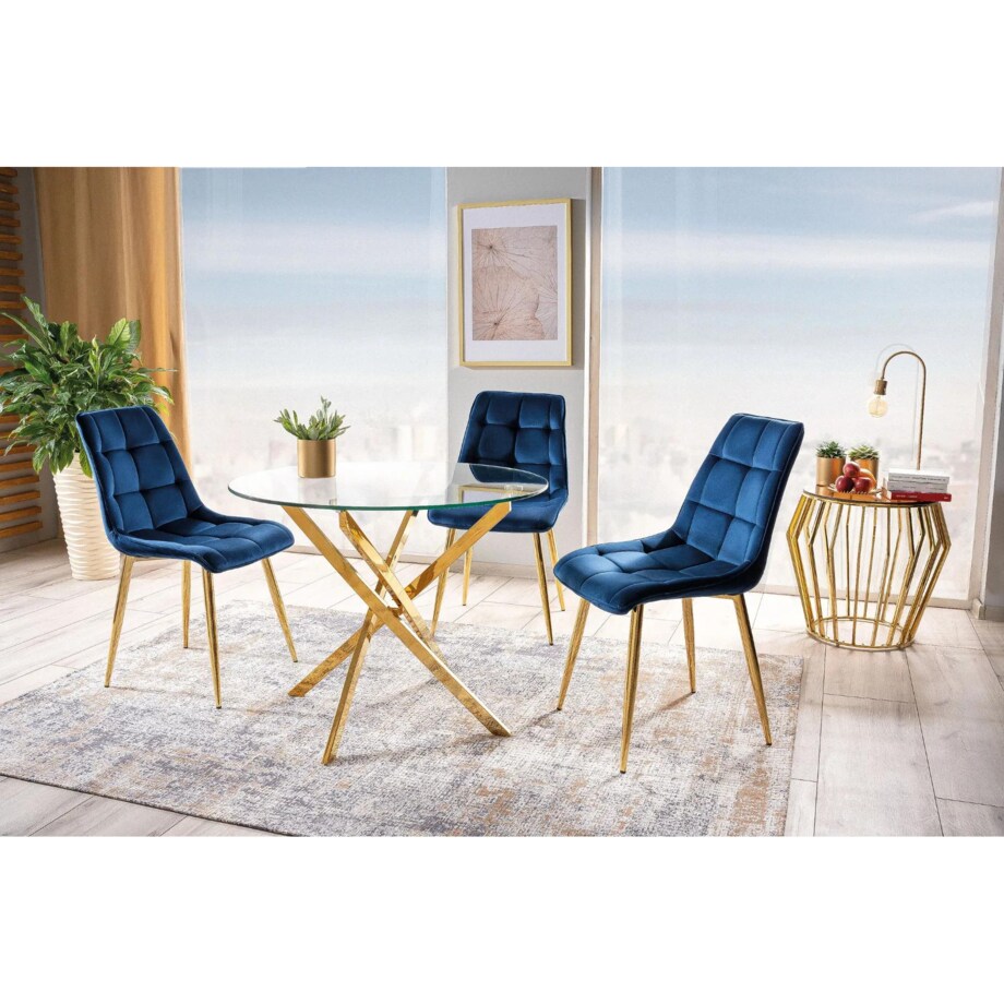 Stół okrągły AGIS 90x90 złoty