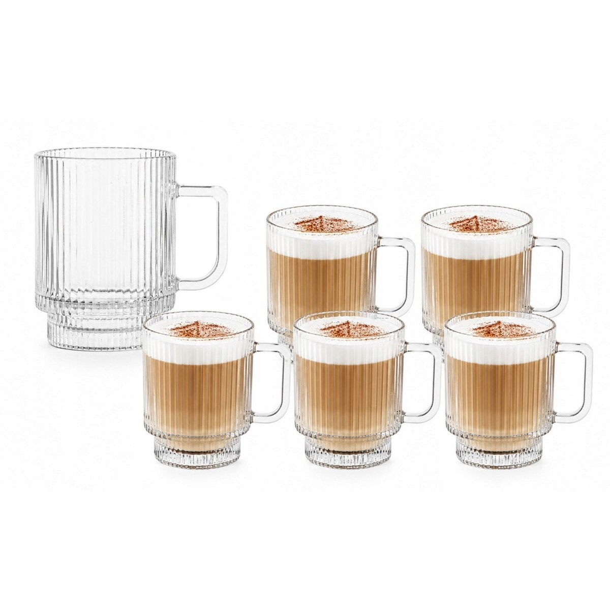 Szklanki Prążkowane 300ml 6szt Kubki do Latte Capuccino herbatę na prezent
