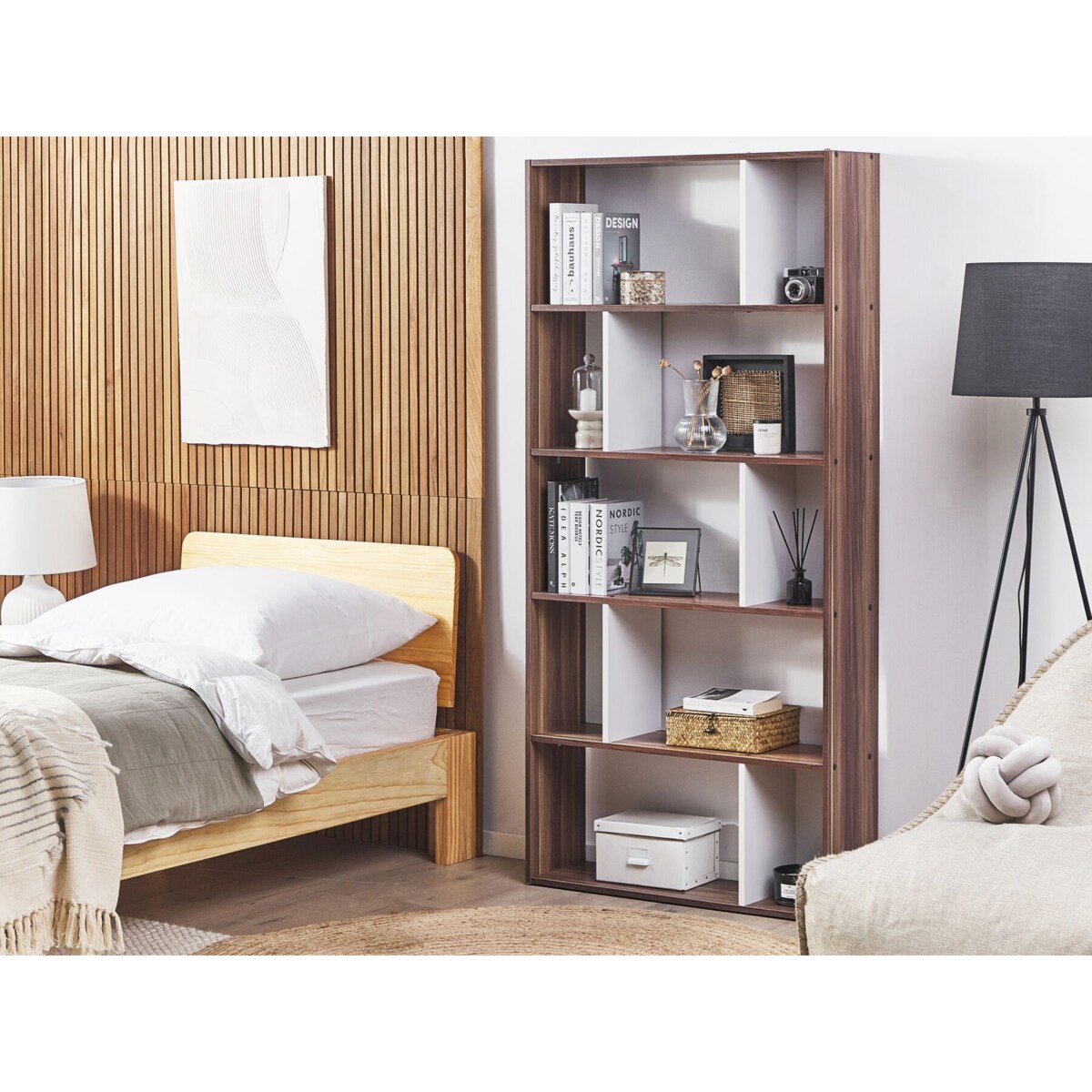 Regał ciemne drewno z białym ORILLA