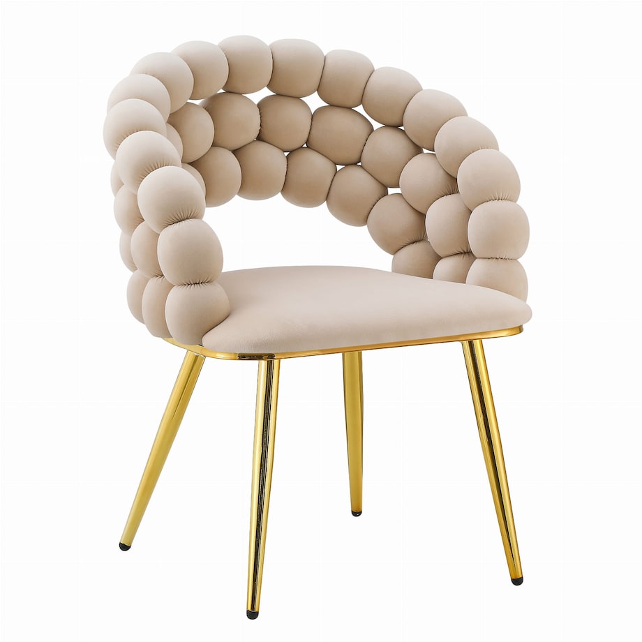 Krzesło beżowe z bąbelkowym oparciem, ze złotymi nogami Bubble