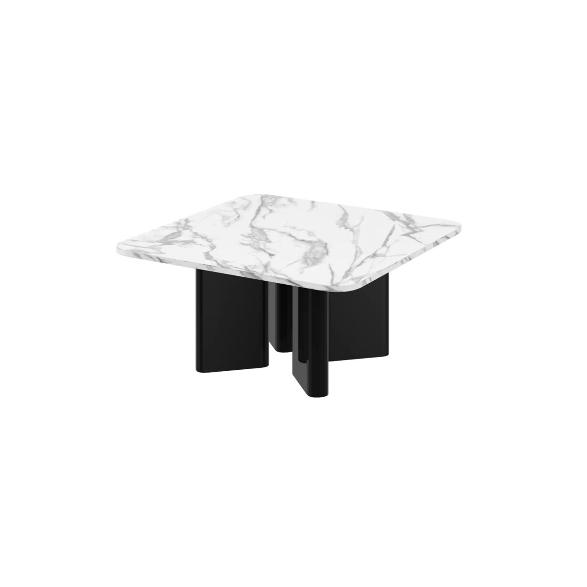Stolik kawowy DIVERSO 80x80 biały marmur połysk/czarny połysk